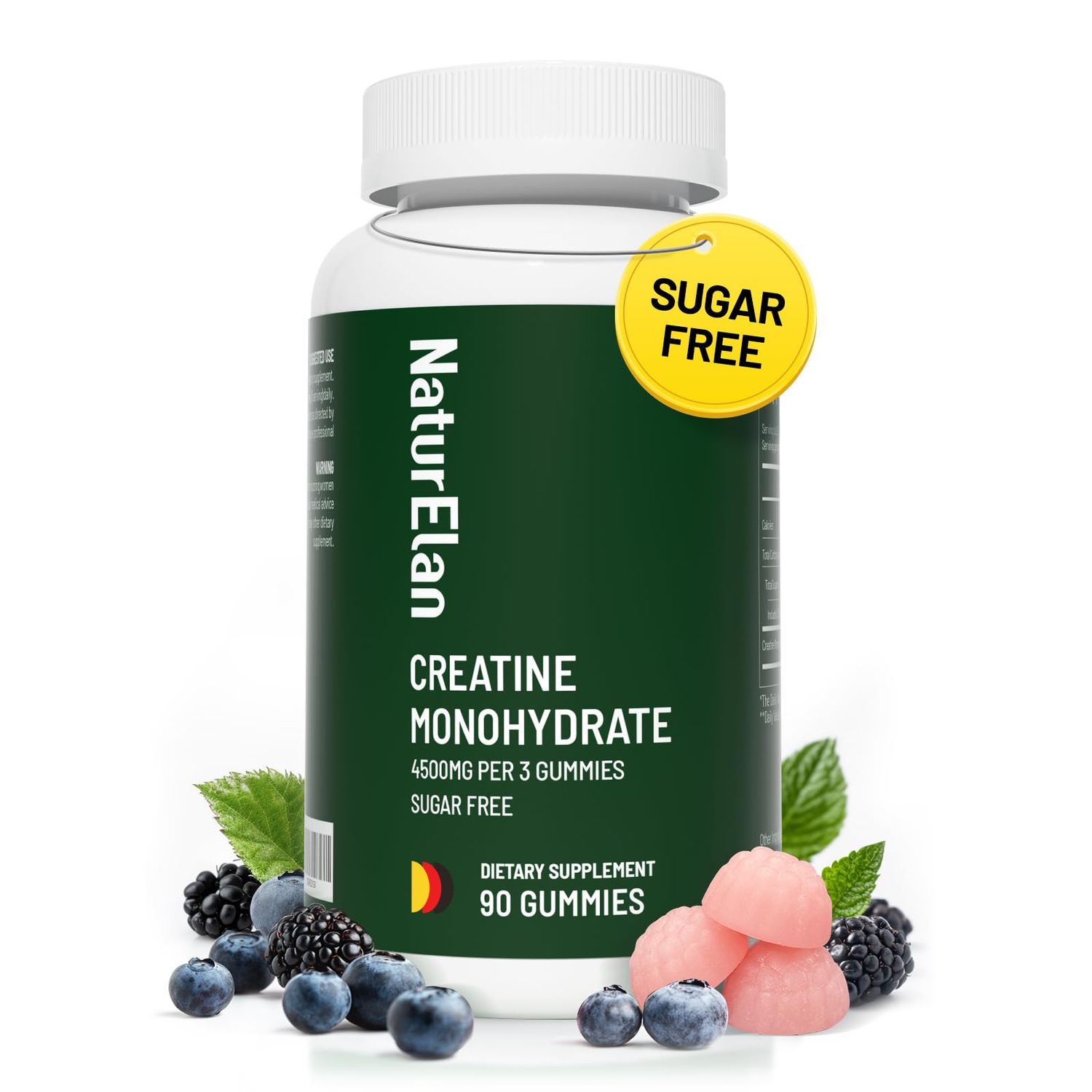 Creatine Monohydrate Gummies for Men &amp; Women - One Month Supply, Muscle Growth, Strength &amp; Faster Recovery, Sugar Free, Vegan, Gluten Free, Non-GMO, Berry Flavor, Third-Party Tested - 90 Gummies