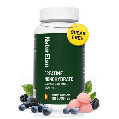 Creatine Monohydrate Gummies for Men &amp; Women - One Month Supply, Muscle Growth, Strength &amp; Faster Recovery, Sugar Free, Vegan, Gluten Free, Non-GMO, Berry Flavor, Third-Party Tested - 90 Gummies