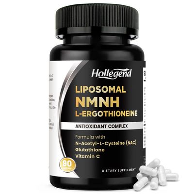HOLLEGEND Liposomal NMNH &amp; Ergothioneine Supplement, 6 in 1 Complex with NAC, Glutathione, Vitamin C &amp; Selenium, for Women &amp; Men, Healthy Aging, Antioxidant &amp; Immune Support, 90 Capsules
