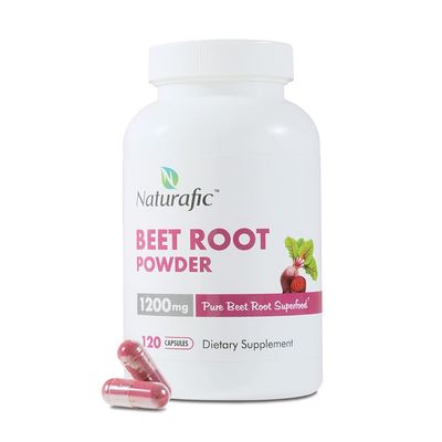 Naturafic Beetroot Capsules - Nitric Oxide Booster | 1200mg High Nitrate Superfood | Pure Beet Root Powder | Non-GMO, Vegan, Gluten-Free | 120 Capsules | Natural Plant-Based Daily Supplement