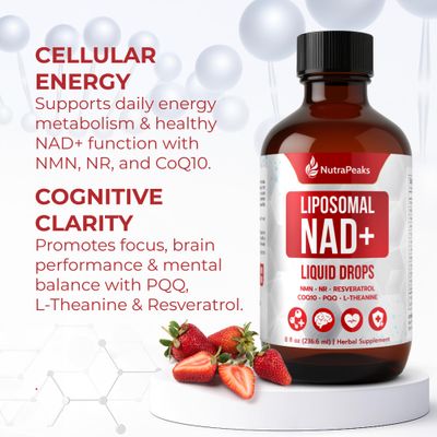 NutraPeaks NAD Supplement Liquid - NAD Supplement 1000mg, NAD Nicotinamide Riboside Resveratrol Supplements with PQQ, NAD Berry Flavor Sticks for Anti-Aging, Energy, Focus