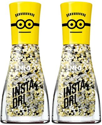Sally Hansen Insta-Dri X Gogglicious, Quick Dry, Long Lasting, Streak-Free Shine, Black and Yellow Glitter Nail Polish - Pack of 2
