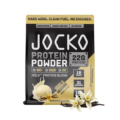 Jocko Fuel Mlk Whey Protein Powder 22g Protein - Low Sugar Monk Fruit Blend - Muscle Recovery &amp; Growth, Packaging May Vary (31 Servings, Vanilla Milkshake)