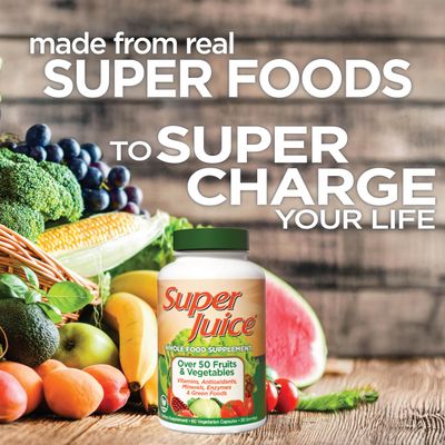 Super Juice Wholefood Supplement, Vegetable and Fruit Supplement, Phyto-Nutrient Formula, Potent Antioxidants, Supports Immune System, Vegan and Gluten Free, 60 Count