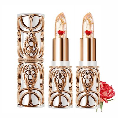 GHFCZOO 2Pcs Crystal Jelly Flower PH Lip Balm Color Changing Lipstick, Luxury Long Lasting, Korean Tinted Lip Balm for Daily Lip Moisturizing and Maintenance, Red Flowers