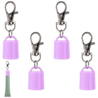 4pcs Chapstick Keychain Caps for Summer Fridays 0.5 oz Lip Balm Keychain, Creative Portable Lipgloss Holder Case Keyring, Practical Lip Gloss Key Chain Replacement Cap Accessories(Purple)