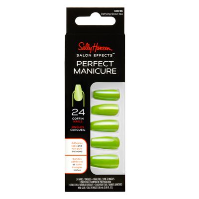Sally Hansen Salon Effects Perfect Manicure, Defying Gravi-tea, Press On Nails, Non-Damaging Adhesive Tabs, File, and Alcohol Pad Included