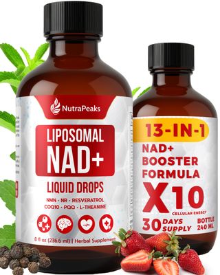 NutraPeaks NAD Supplement Liquid - NAD Supplement 1000mg, NAD Nicotinamide Riboside Resveratrol Supplements with PQQ, NAD Berry Flavor Sticks for Anti-Aging, Energy, Focus