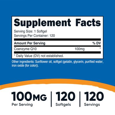 Nutricost CoQ10 Softgels (120 Servings, 100 mg Per Serving) - Better Absorption, Ultra Pure CoQ10 Supplement, Gluten Free and Non-GMO