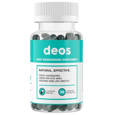 DEOS Internal Deodorant Supplement - Full Body Deodorizer for Gut Health, Skin Health, Detox &amp; Digestion Support - Natural Odor Control Chlorophyll Pills for Head-to-Toe Freshness | 30 Capsules