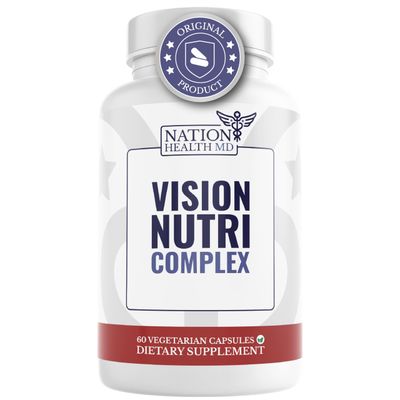 NATION HEALTH MD Vision Nutri Complex - Eye Vitamins with Lutein, Bilberry - Eye and Vision Health for Men &amp; Women - 60 Capsules