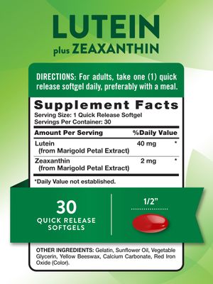 Nature's Truth Lutein and Zeaxanthin Supplement | 40mg | 30 Softgels | Non-GMO &amp; Gluten Free