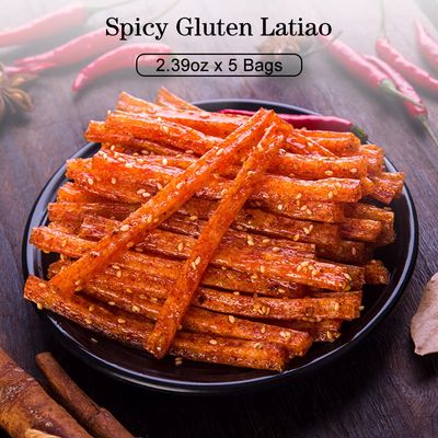 JTEDZI Latiao Spicy Strips 5 Packs Latiao Spicy Gluten Classic Chinese Special Snack Food, Vegan, , , 68g/2.39 Ounces per Pack (Pack of 5)