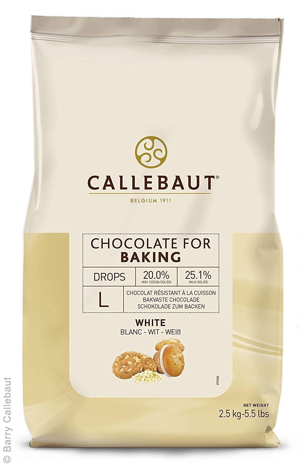 Belgian Callebaut Chocolate Chunks White - For Baking Use 2.5kg