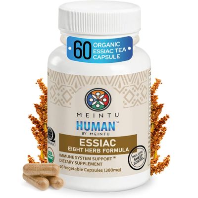 MEINTU Organic 8 Herb Essiac Capsules - Advanced Powerful Antioxidant Blend to Help Promote Overall Health - 100 Organic Essiac Tea 8 Herb Supplement - 60 Capsules