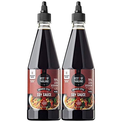 Best of Thailand Japanese Soy Sauce | Japanese Style Barrel Aged Lite Dark Soy Sauce | 2 Bottles of 23.65oz Real Authentic Asian-Brewed Marinade Sauce &amp; Glaze for Sushi | No MSG 75 Less Sodium
