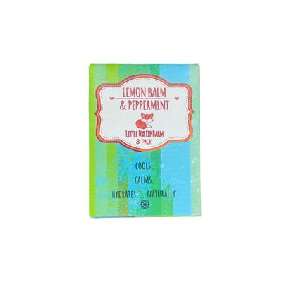 Little Fox Lip Balm - Lemon Balm &amp; Peppermint Three Pack. Organic Lip Balm for Cold Sores, 100 Plant Based, 3 x 0.16 Ounces Tubes