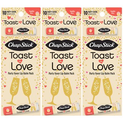 ChapStick Party Favors, Toast to Love Lip Balm Packs (30 Sticks), Sweet Vanilla Kiss, Small Gifts for Bridal Shower &amp; Engagement Parties, 0.15 Oz Ea