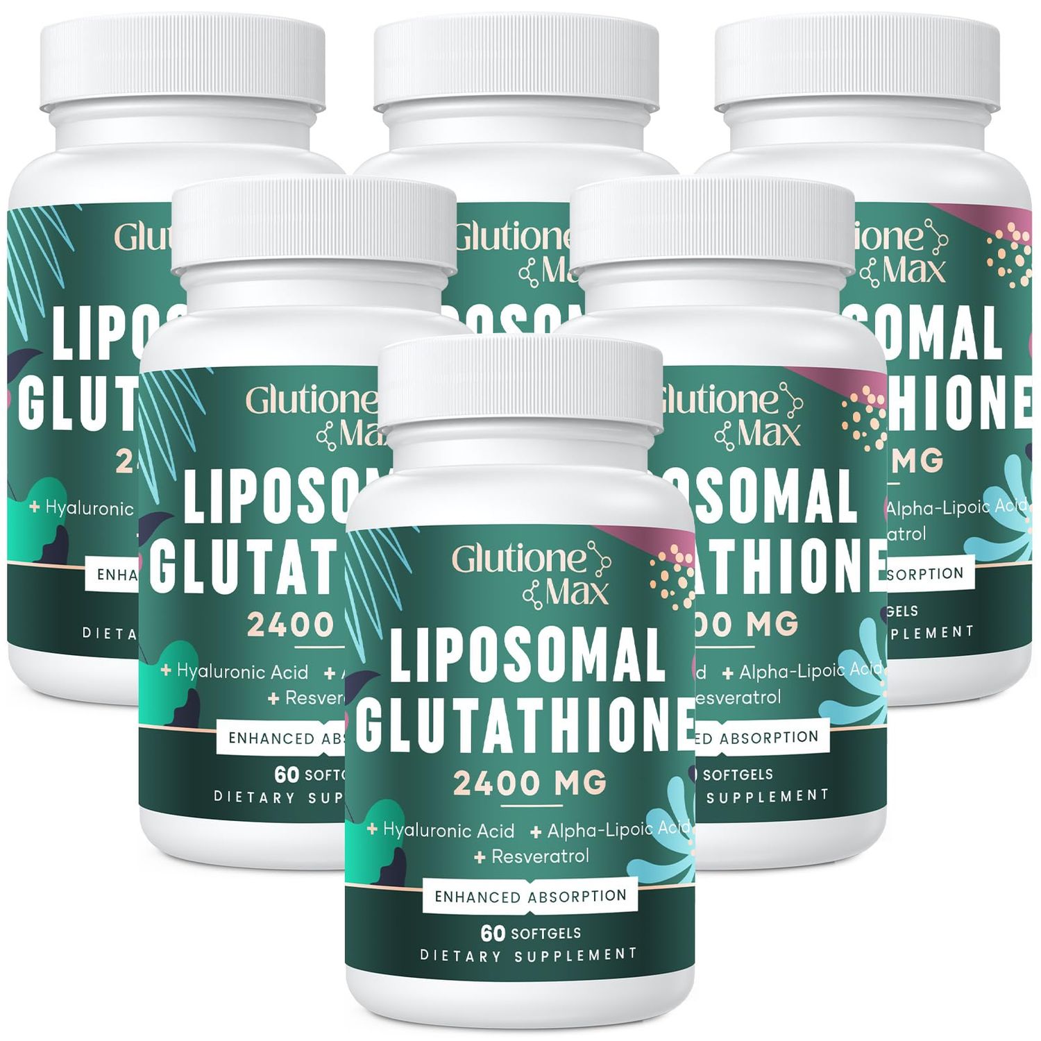 8-in-1 Liposomal Glutathione 2400 MG, High Absorption Antioxidant Formula - with Hyaluronic Acid, Alpha-Lipoic Acid, Resveratrol - Skin, Liver Detox &amp; Immune System, 360 Softgels