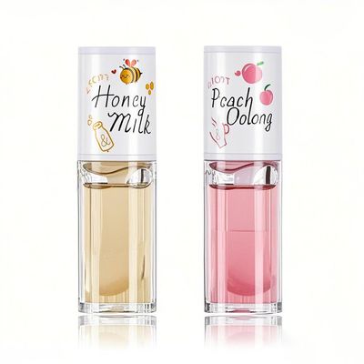 2pcs Peach Honey Lip Gloss, Moisturizing Lip Essence, Plumping Lip Oil Crystal Jelly Lip Oil Balm, Long-Lasting Nourishing Vitamin E Lip Glow Oil Non-Stick Fresh Texture Lip Care Liquid