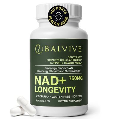 BALVIVE NAD Longevity Booster Supplement - Bioenergy Ribose &amp; Nicotinamide for Energy, Focus &amp; Cellular Support - High Bioavailability Complex for Men &amp; Women - Natural Ingredients - 30 Capsules
