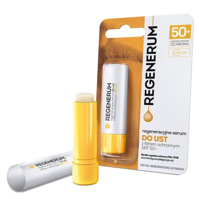 Regenerum - SPF 50 Regenerating Lip Serum - Sunscreen and Conditioner, Hydrating and Nourishing Vitamin E Prevents Dryness and Pigment Loss - 5g