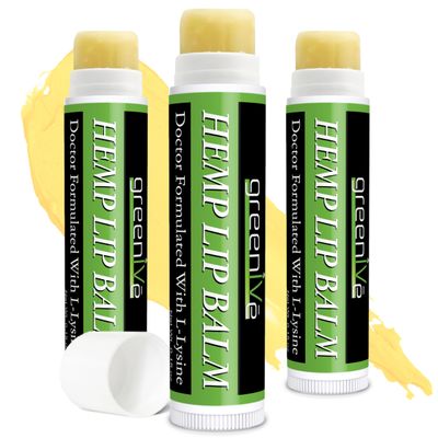 GreenIVe Hemp Lip Balm, Vegan, Omegas 3 &amp; 6, Vitamin E, L-Lysine, Hydrating Handcrafted (3)