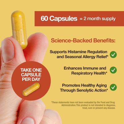 FeelGood Superfoods Quercetin Phytosome - High Absorption - Health Supplement for Immune &amp; Respiratory Health Support - Premium Antioxidant - 60 Capsules