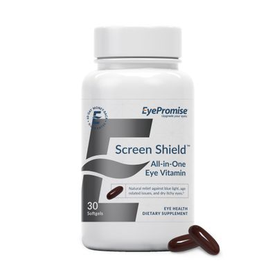 EyePromise Screen Shield All-in-One Eye Vitamin | Omega-3 Fish Oil, Bilberry, Lutein, Zeaxanthin, Vitamins A, C, B12, Zinc | 30 One-A-Day, Easy-Swallow Softgel Capsules