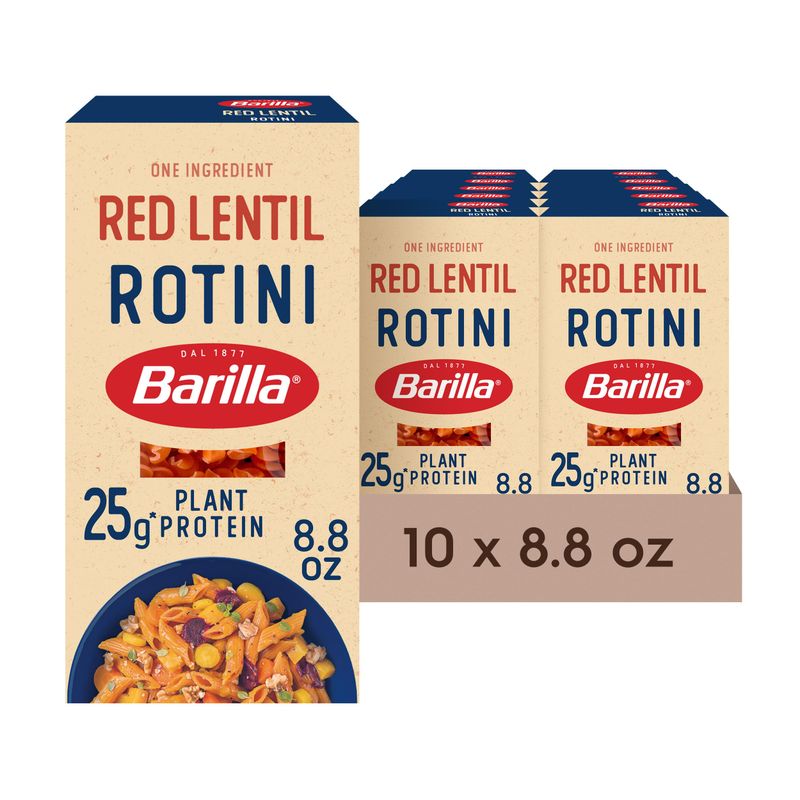 Barilla Red Lentil Rotini Pasta, 8.8 oz (Pack of 10) - Vegan, Gluten Free, Non GMO &amp; Kosher - Made with Plant Based Protein