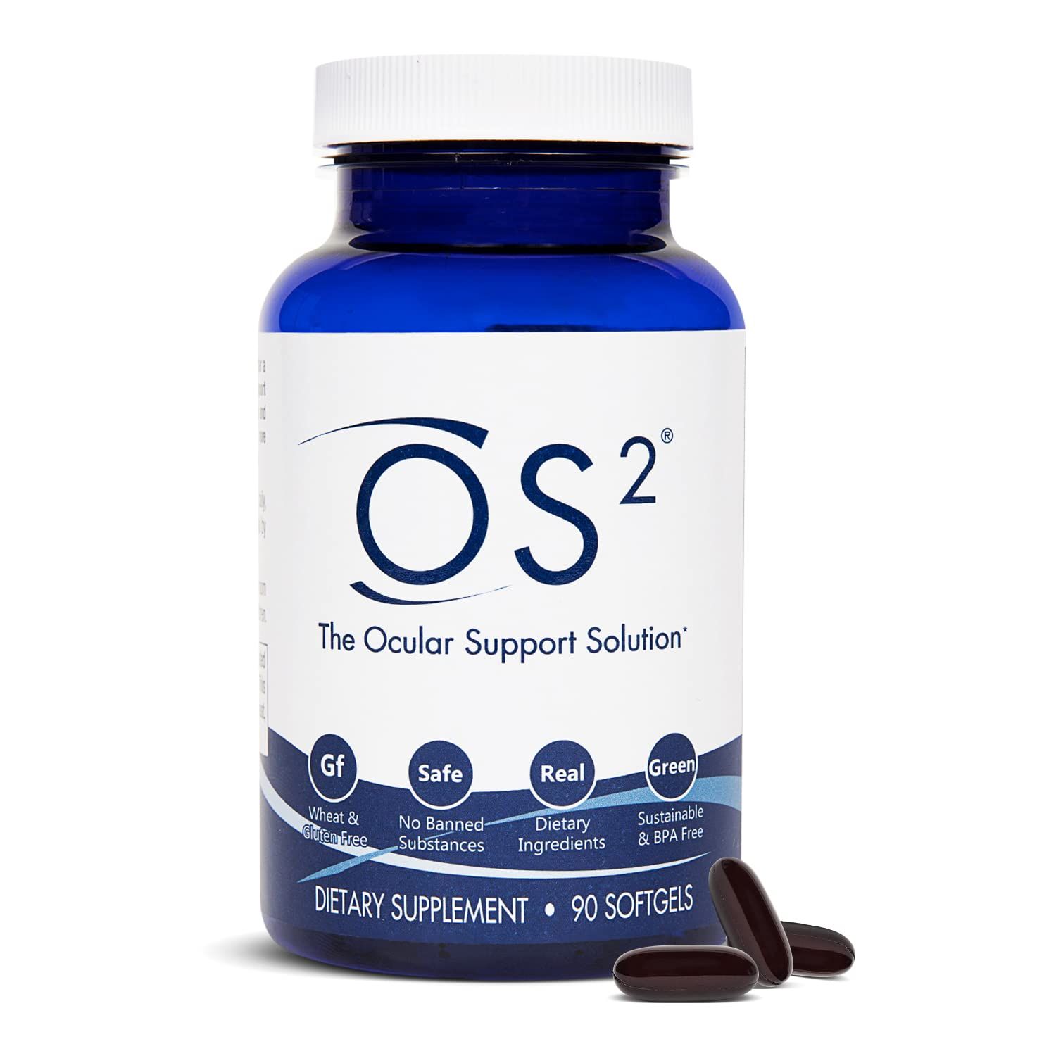 OS2 Ocular Support Solution - 90Ct, Patented Eye Vitamins for Macular Health, Dry Eye, Blue Light, Computer Screen, Night Vision | Developed by NASA to Protect Pilot Eyesight | AREDS2 Lutein Omega-3