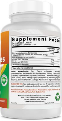 Best Naturals Soy Isoflavones 750 mg 120 Capsules (120 Count (Pack of 3))