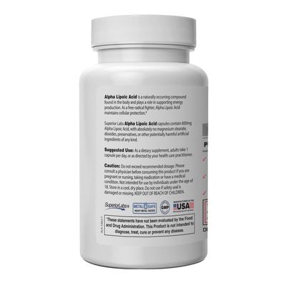 Superior Labs Alpha Lipoic Acid 600mg Capsules, Pure Non-GMO ALA, High Absorption Nerve & Neuropathy Support, Tingling Feet/Hands Relief, Healthy Aging Antioxidant, 120 Veg Caps, 4-Month Supply