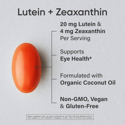 Sports Research Vegan Lutein Zeaxanthin (20mg) with Organic Coconut Oil for Better Absorption - Supports Vision &amp; Eye Health - Vegan Certified &amp; Non-GMO Verified (120 Softgels)