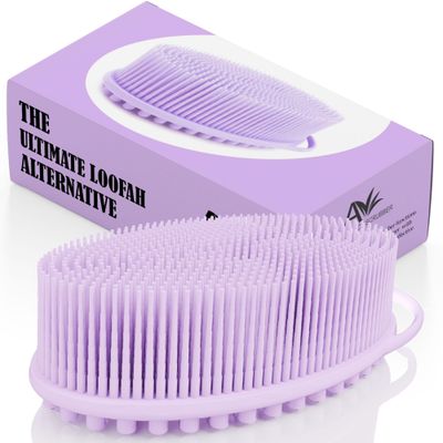 Avilana Silicone Body Scrubber - Gentle Shower Brush &amp; Loofah Alternative - Silver-Infused Options - Fast-Drying, Hygienic, BPA-Free Silicone Body Exfoliator for Sensitive Skin, Men &amp; Women