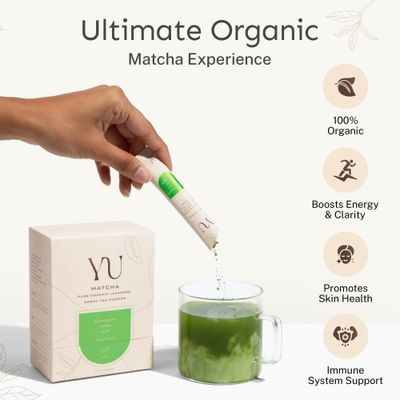 Yu Tea Organic Ceremonial Grade Matcha Powder, Instant Packets | Packed with Antioxidants, L-Theanine &amp; Natural Caffeine | Unsweetened Grade A Japanese Matcha Powder | Single Serve Sticks, 30 Ct