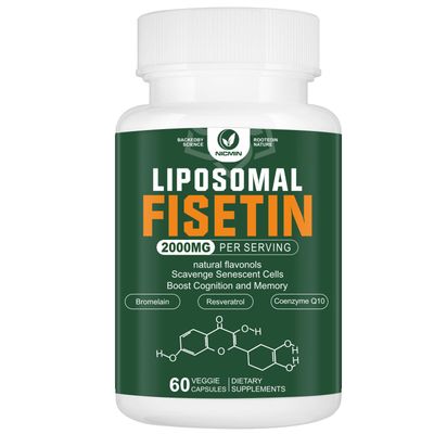 NICMIN Liposomal Fisetin Supplement, 2000MG, 98 Pure Fisetin Polyphenols Antioxidants, with Quercetin, TMG and Resveratrol, for Healthy Aging, Cognitive Support, 60 Capsules