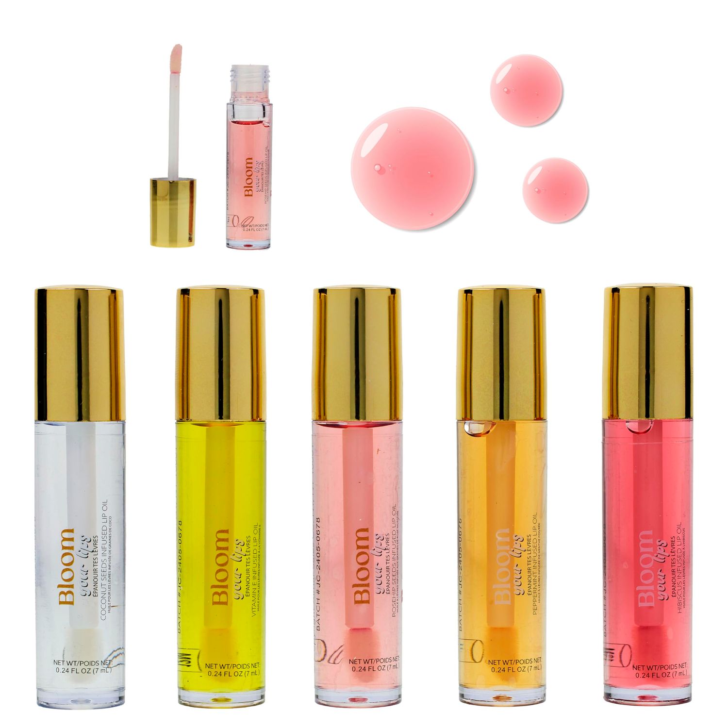 5pc Lip Oil Set - Bloom Your Lips Style Essentials Lip Oils, Lip Healing Lip Oil Collection with Precision Applicator Wand | Moisturizing for Everyday Lip Care and Lip Repair (DAISY)