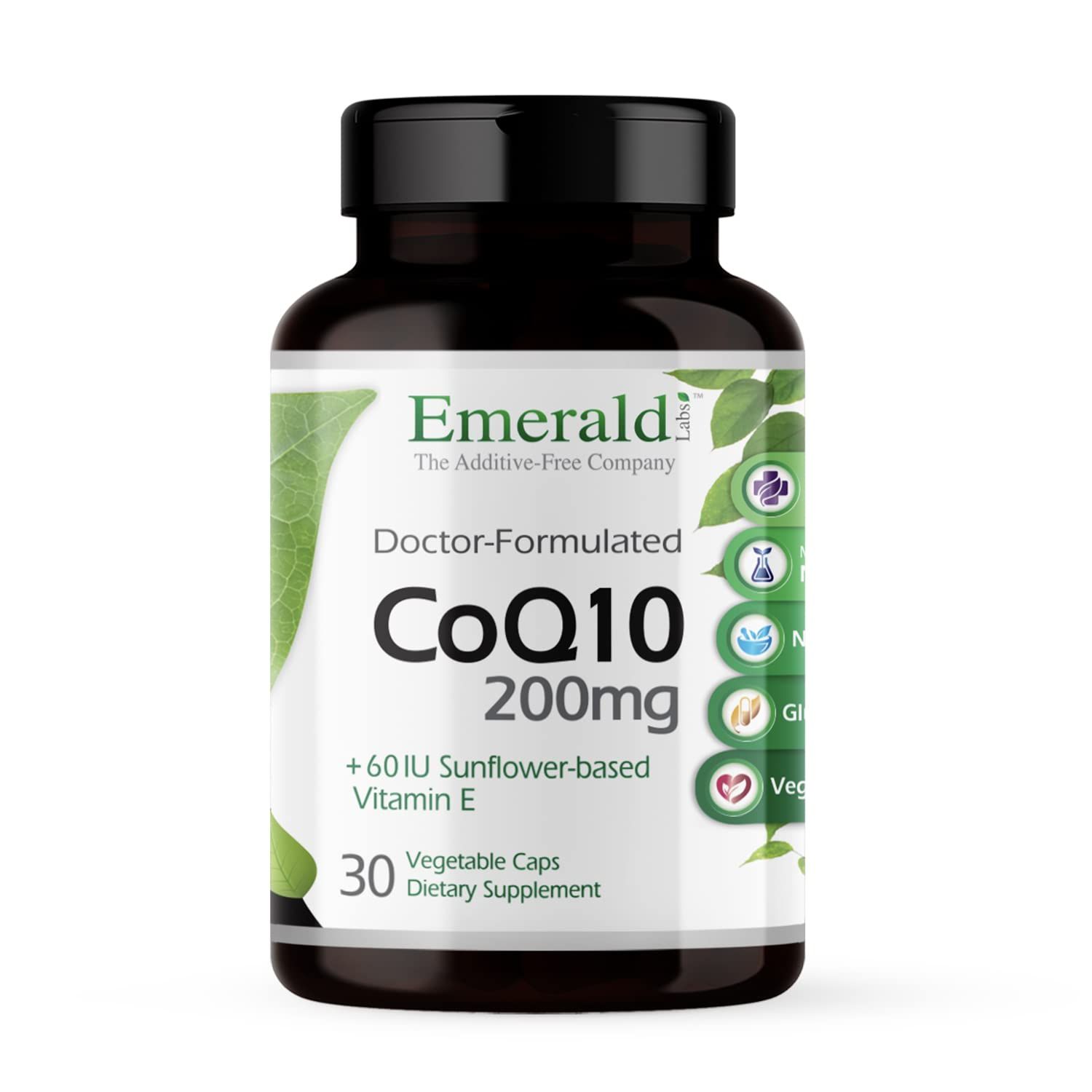 EMERALD LABS CoQ10 200mg - Premium Wellness Supplement with Natural Vitamin E - Supports Antioxidant, Circulation, Energy &amp; Heart Health - 30 Capsules (30-Day Supply)