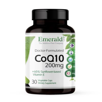 EMERALD LABS CoQ10 200mg - Premium Wellness Supplement with Natural Vitamin E - Supports Antioxidant, Circulation, Energy &amp; Heart Health - 30 Capsules (30-Day Supply)