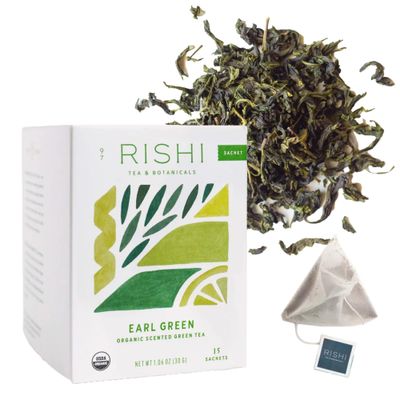 Rishi Tea Earl Japanese Green Tea with Bergamot - Organic &amp; Low Caffeine Sachet Bags - 15 Count (Pack of 1)