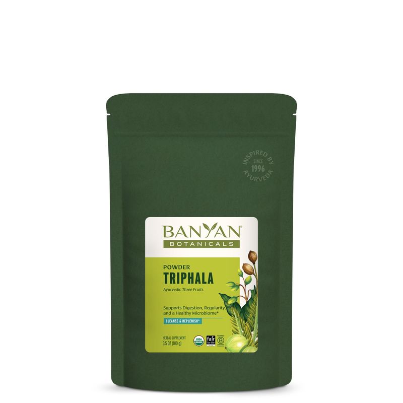 Banyan Botanicals Triphala Powder - Organic Digestion Supplement with Amla, Haritaki &amp; Bibhitaki - Digestion, Colon Support &amp; Healthy Gut Microbiome - 3.5 oz - Non-GMO Sustainably Sourced Vegan