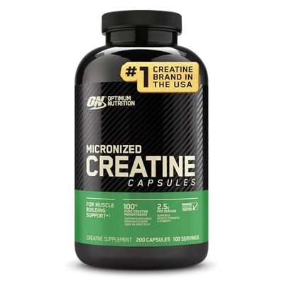 Optimum Nutrition Micronized Creatine Monohydrate Capsules, Keto Friendly, 2500mg, 200 Capsules (Packaging May Vary)
