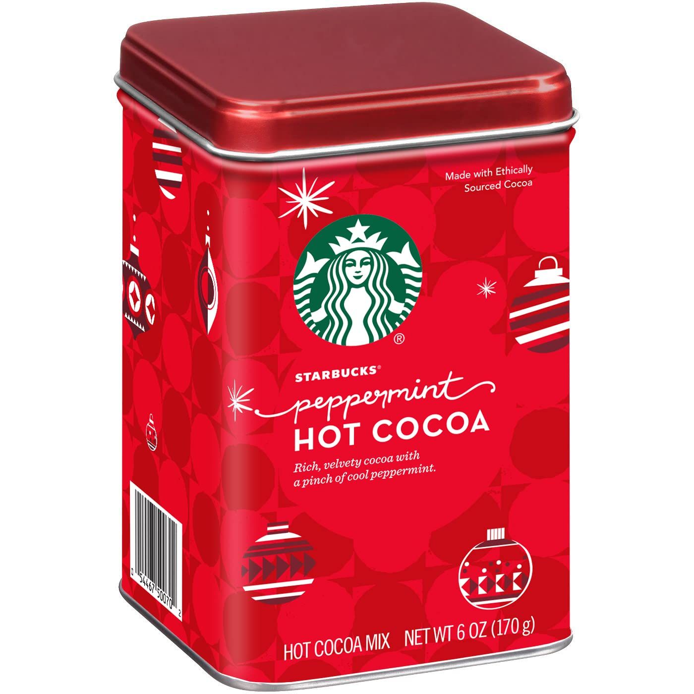 Starbucks Hot Cocoa Mix, 6 Ounce Classic Hot Cocoa (Peppermint, 6 Ounce (Pack of 1))