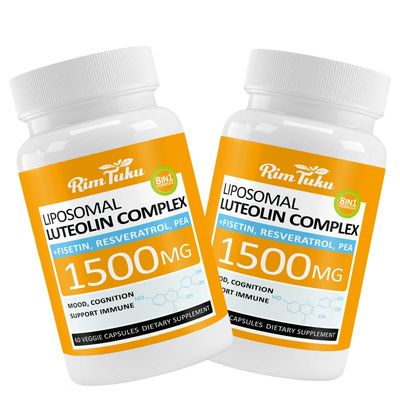 RimTuku 1500MG Liposomal Luteolin Supplement 8-in-1 Formula with Fisetin, Pea, Turmeric, Potent Flavonoid Absorption-Optimized Actives for Brain 120 Capsules