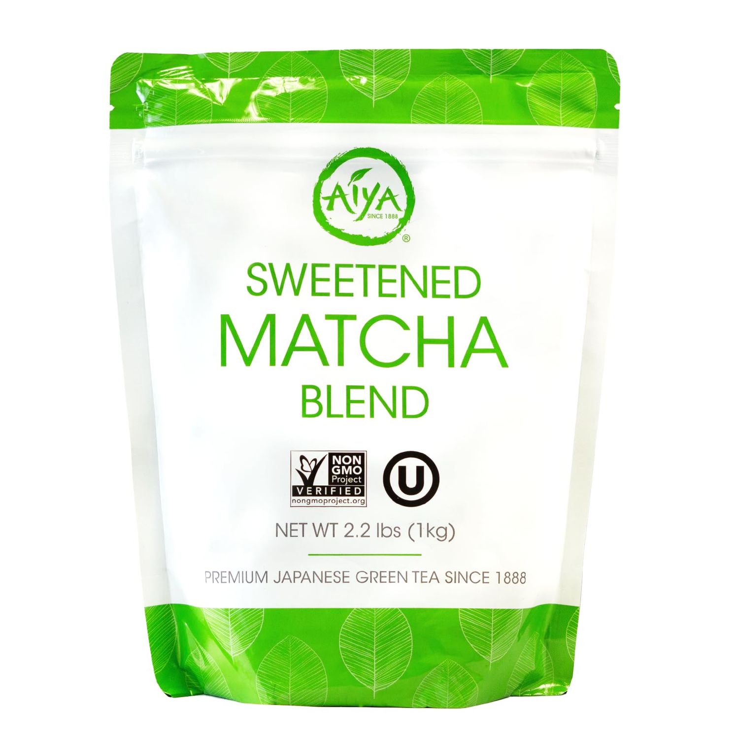 Aiya Sweetened Matcha Blend Powder - Matcha Latte Powder With Antioxidant-Rich Japanese Green Tea &amp; Pure Cane Sugar - Ideal for Smoothies, Lattes, and Culinary Creations - 1kg Bag (2.2 lbs)