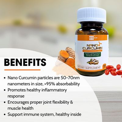 OIC NEW Nano Curcumin - 30 Capsules - Nano Technology Increases Absorption Up to 99.9, Promotes Digestive System, Relieves Gastric and Beautifies The Skin