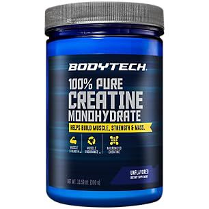 BODYTECH 100 Pure Creatine Monohydrate Powder - Premium Micronized Formula for Enhanced Muscle Strength, Performance, and Recovery, Supports Increased Exercise Capacity (10.58 oz./60 Servings)