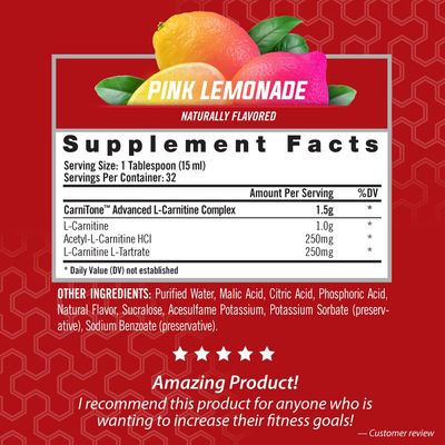 iSatori L-Carnitine LS3 1500, Triple-Blend Liquid L Carnitine Supplement, with Acetyl &amp; Tartrate, Stimulant Free Energy, No Calories, Sugar or Gluten, Keto-Friendly, Pink Lemonade (32 Servings)