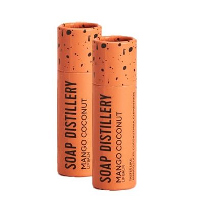 Soap Distillery Lip Balm Two Pack - Organic Beeswax - Plastic Free Tube (Mango Coconut)